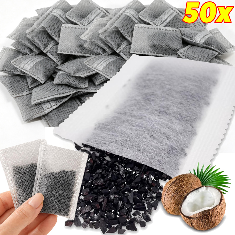 Activated Carbon Bag - 5/50x Aktivkohlebeutel aus natürlicher Kokosnusskohle, Lufterfrischer,