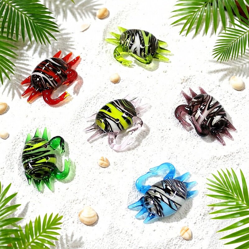 Marine Aquarium Home - Handgefertigte Niedliche Mini-Glas-Krabbenfigur Winzige Meerestier-Statue für